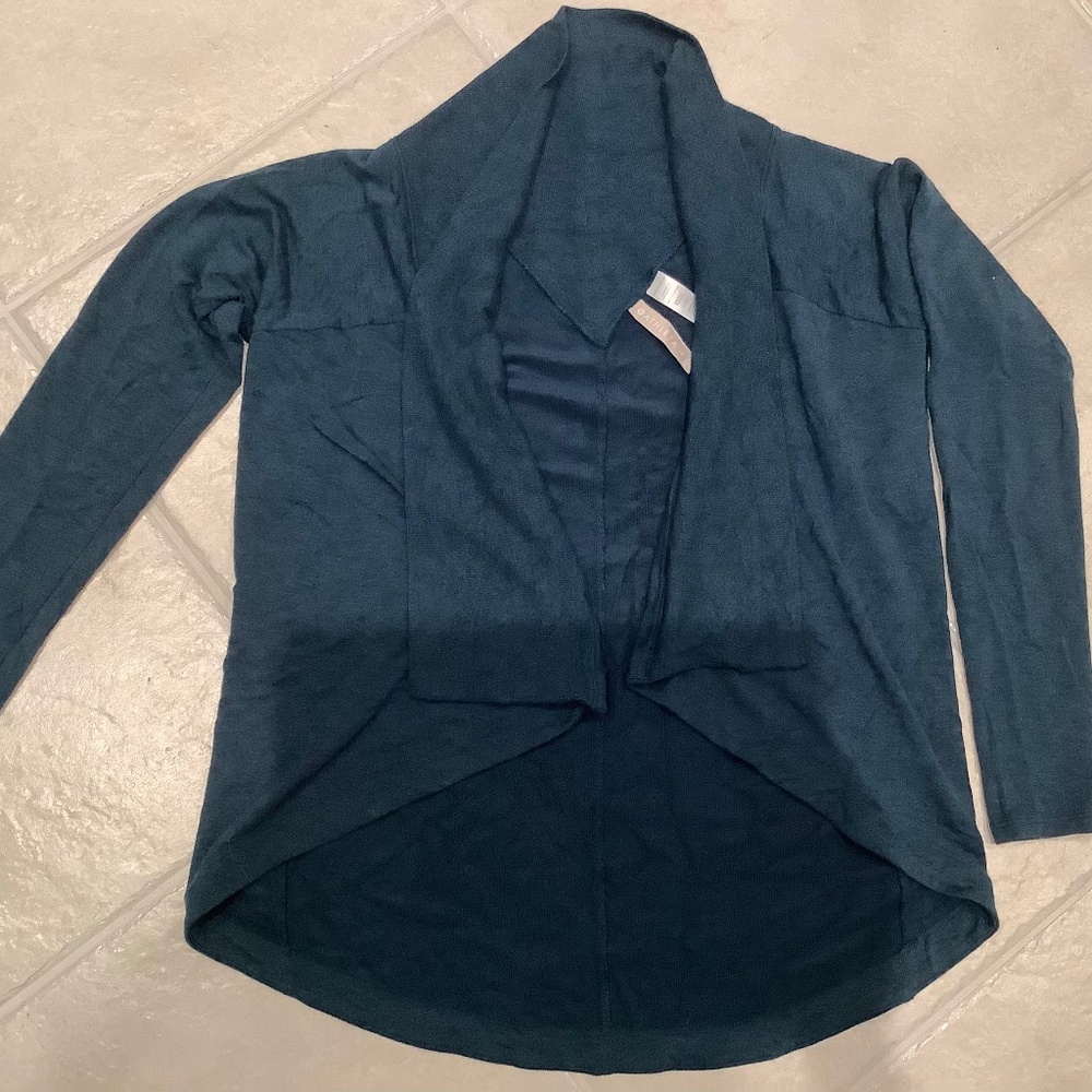 Athleta Nirvana Wear Two Ways Wrap Sweater Dark Vista Teal Heather Size S
